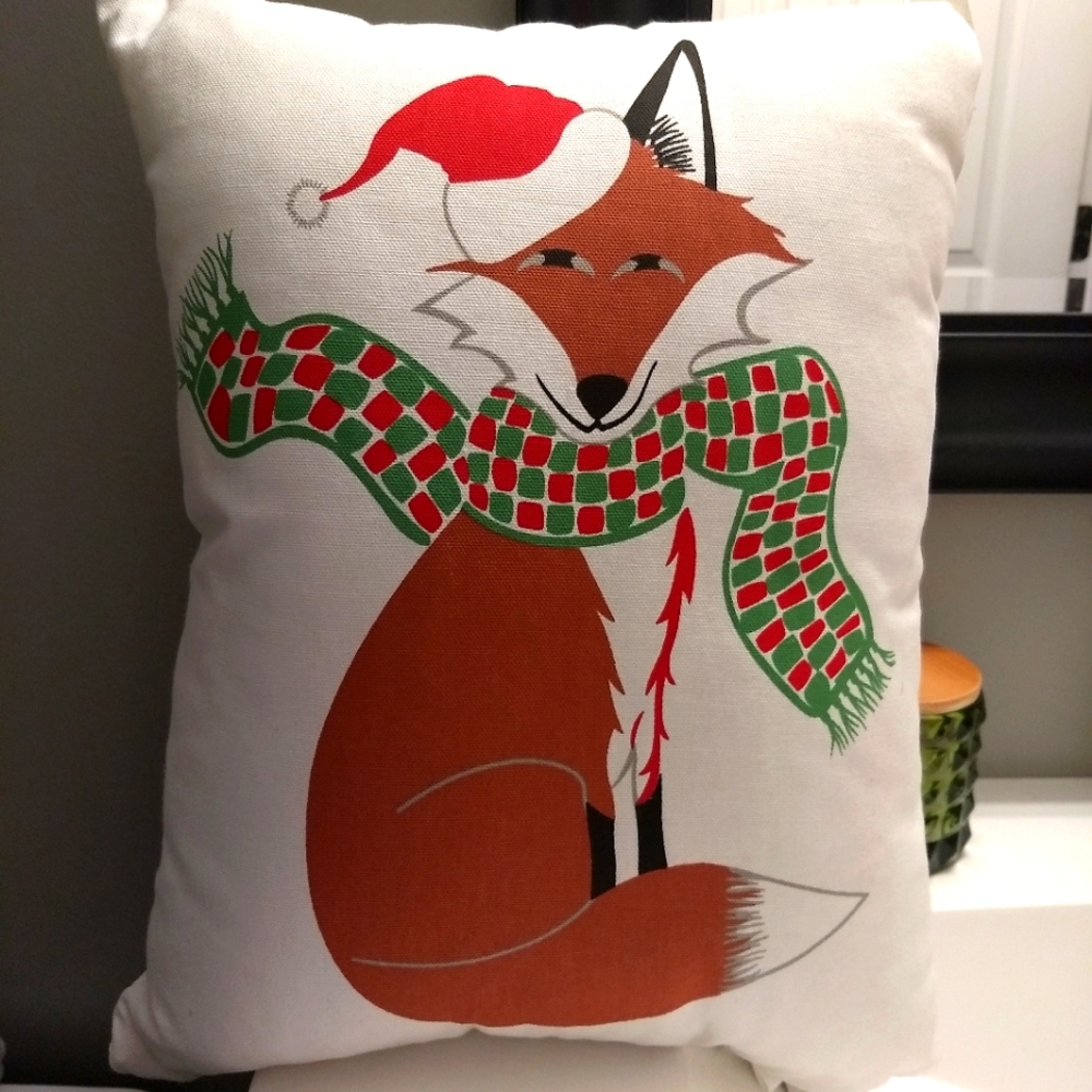 Santa Fox Christmas Holiday Pillow 🦊 NWT